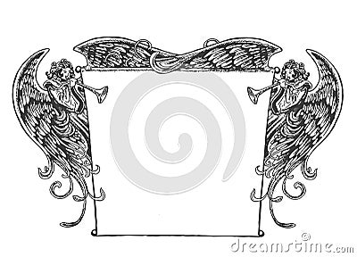 Angel Banner, Vintage Style. Vector Illustration