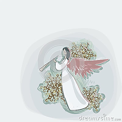 Angel blue christmas card background soft color pastel paint style Stock Photo