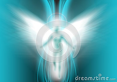 Angel on blue and white background Stock Photo