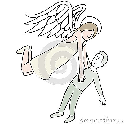 Angel Carrying Spirit Vector Illustration