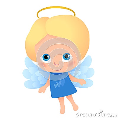 Angel cartoon with blonde hair and blue eyes Vector Illustration