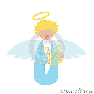 Angel choir singer icon. Vector Illustration