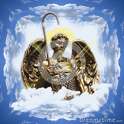 Angel in Clouds Cartoon Illustration