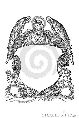 Angel with coat of arms from 16th century Stock Photo