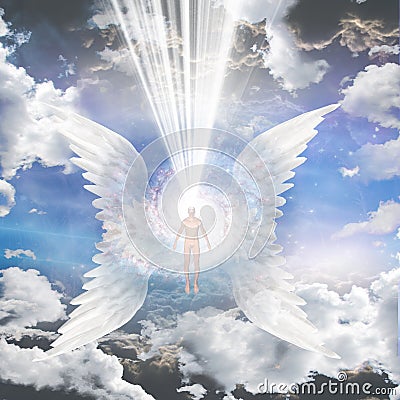 Angel composed of galaxy Stock Photo