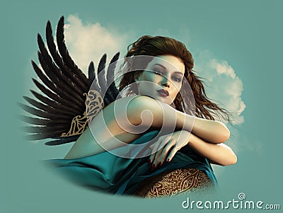 Angel with dark Wings 3d CG Stock Photo