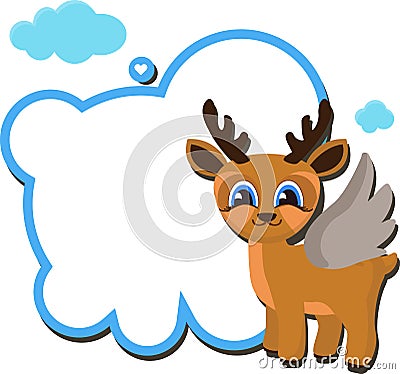 Angel deer with message. Christmas card. Stock Photo