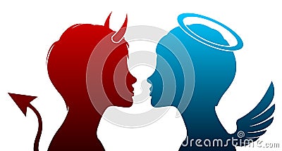 Angel and devil silhouette Vector Illustration