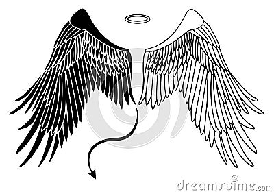 Angel and devil wings Vector Illustration