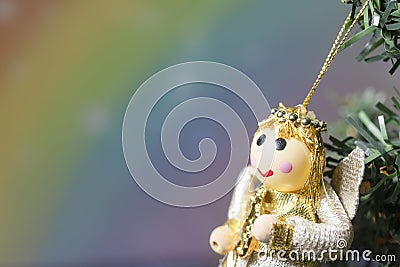 Angel doll model on the Christmas tree Stock Photo