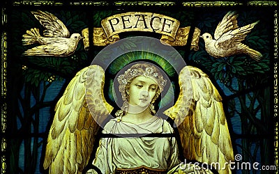 Angel with doves and peace Stock Photo