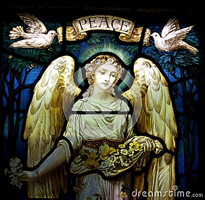 An angel with doves and peace Stock Photo