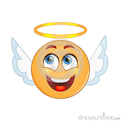 Angel emoticon on a white background. Vector Illustration