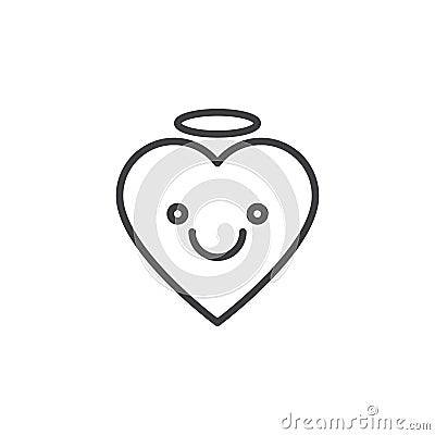 Angel face emoticon outline icon Vector Illustration