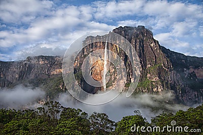 Angel Falls closeup - the highest waterfall on Earth Stock Photo