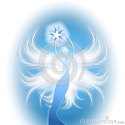 Angel Figure Blue Star Cartoon Illustration