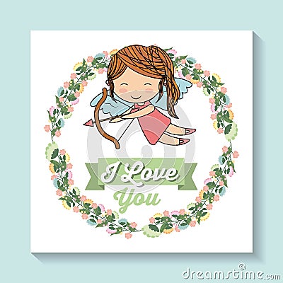 Angel and flower crown icon. Love design. Vector graphic Vector Illustration