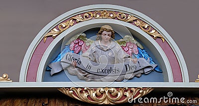 Angel with Gloria in excelsis Deo Banner Stock Photo