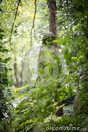 Angel Grave Sculpture in Cemetery - 2 Editorial Stock Photo