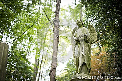 Angel Grave Sculpture in Cemetery - 5 Editorial Stock Photo