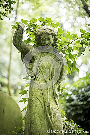 Angel Grave Sculpture in Cemetery - 8 Editorial Stock Photo