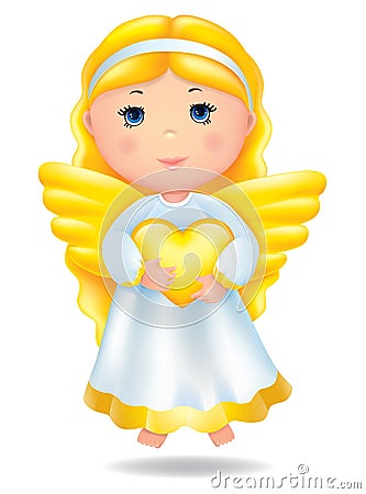 Angel with heart Vector Illustration