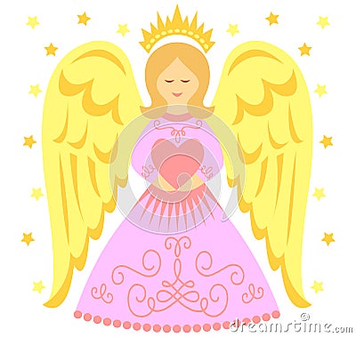 Pink Angel Heart/eps Vector Illustration