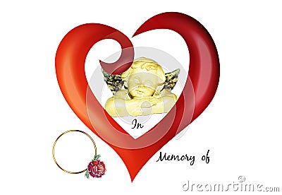 Angel and heart in memory of someone in heaven symbol image Stock Photo