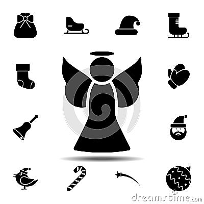 Angel icon. Simple glyph vector element of Christmas, New Year and holidays icons set for UI and UX, website or mobile application Stock Photo