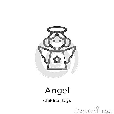 angel icon vector from children toys collection. Thin line angel outline icon vector illustration. Outline, thin line angel icon Vector Illustration