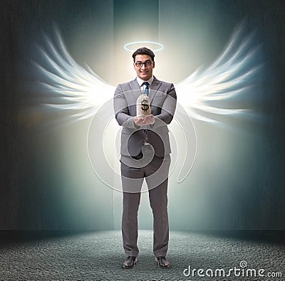 Angel investor concept with businessman with wings Stock Photo