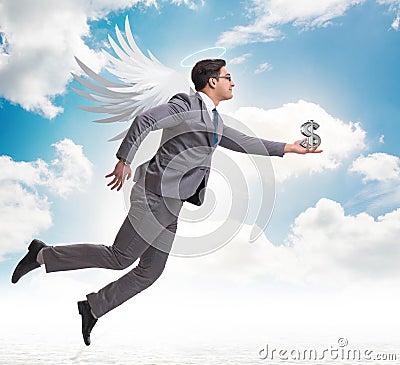 Angel investor concept with businessman with wings Stock Photo