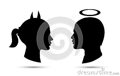 Angel male symbol and devil female symbol Vector Illustration