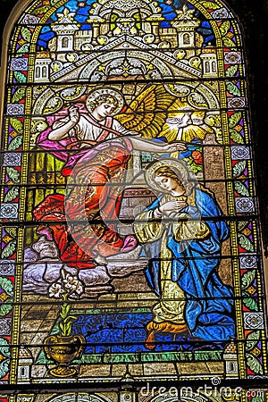 Angel Mary Annunciation Stained Glass Saint Mary Basilica Phoenix Arizona Editorial Stock Photo