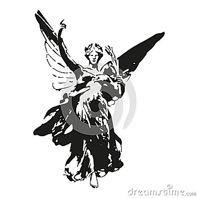 Angel Memorial Monument in Buckingham Palace Stencil black and white Vector Illustration