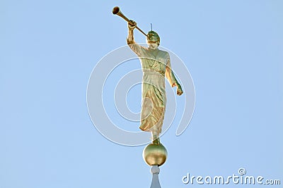 Angel Moroni Blowing His Trumpet Stock Photo