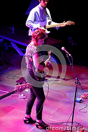 Angel Olsen (American folk and indie rock singer and guitarist raised in Missouri) in concert Editorial Stock Photo