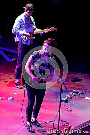 Angel Olsen (American folk and indie rock singer and guitarist raised in Missouri) in concert at Heineken Primavera Sound 2014 Editorial Stock Photo