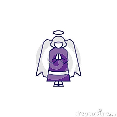 Angel outline easter icon over white Stock Photo