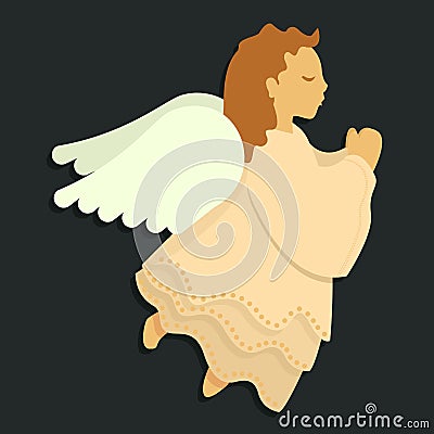 Angel in Prayer Vector Illustration