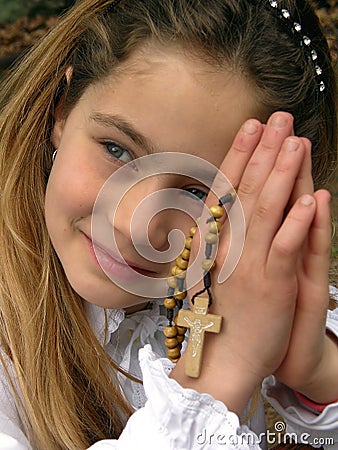 Angel (prayer) with a rosary 1 Stock Photo