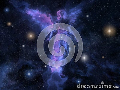 Angel shaped nebula Stock Photo