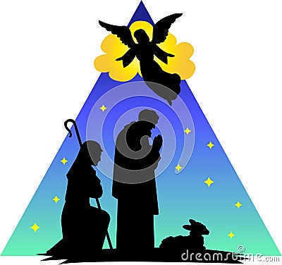 Angel Shepherds Silhouette/eps Vector Illustration