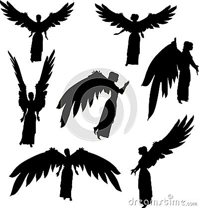 Angel silhouettes Vector Illustration