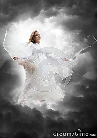 Angel in the sky storm Stock Photo