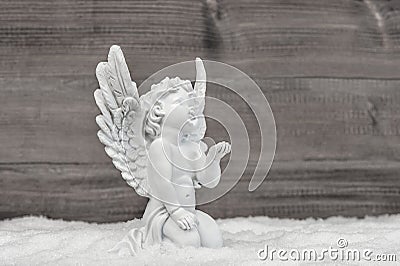 Angel snow Little white cherub Christmas decoration Stock Photo