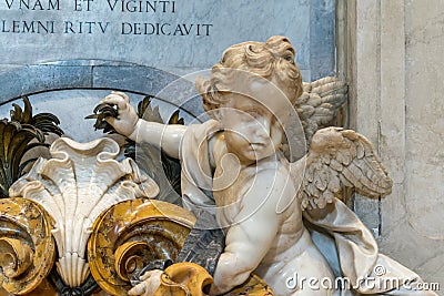 Angel Statue Beneath the Pope Benedict XIII Tomb, St. Peter`s Basilica, Vatican, Italy Editorial Stock Photo