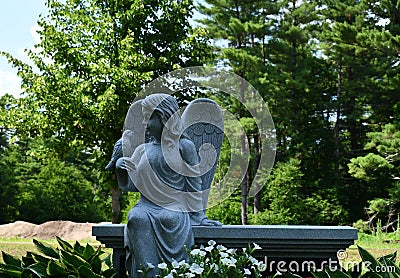 Angel and Dove Statue II Stock Photo