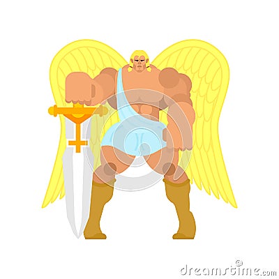 Angel Strong. Powerful archangel. Power of god. Vector Vector Illustration