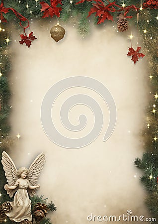 Angel Tree Topper watercolor winter border Stock Photo